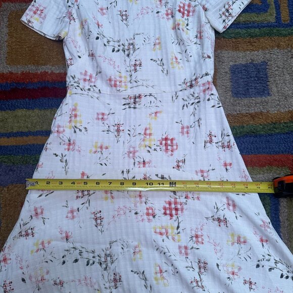 Ralph Lauren Fit Flare Dress Women 2P Cashew Pink Floral Print Jacquard - Picture 5 of 7